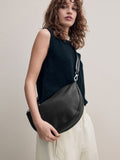 Sling cross-body bag black suede finish leather, imported from the UK