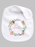 Little Years girls personalised fairy white bib, imported from the UK