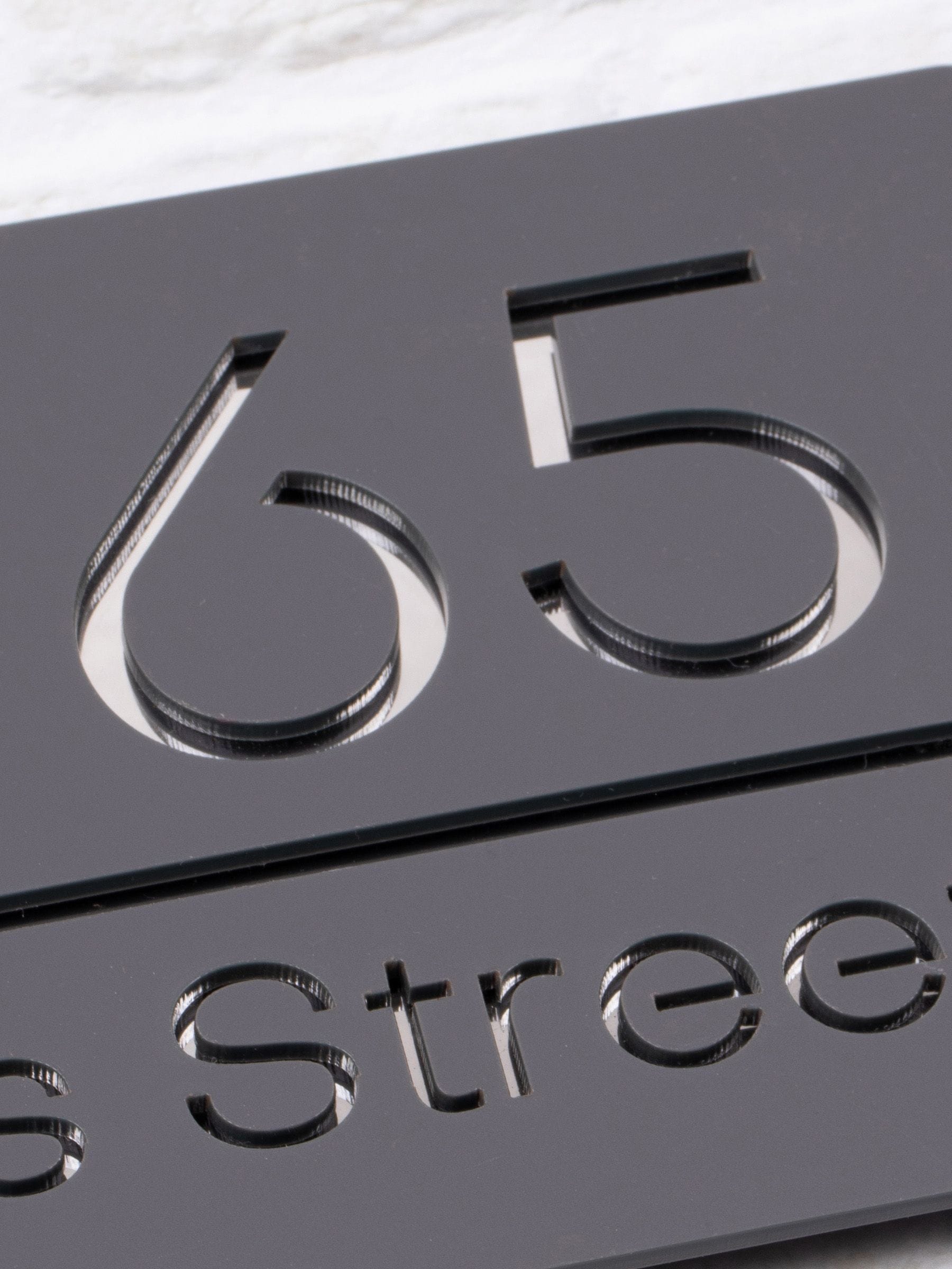Personalised dark grey acrylic house sign 20x14cm (British brand)
