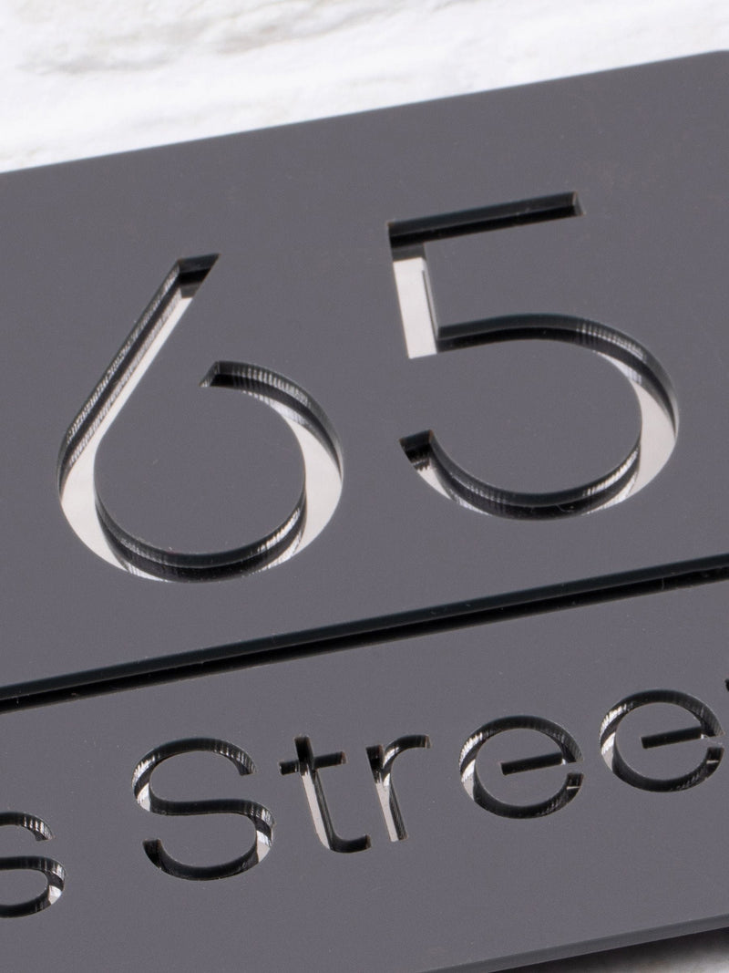 Personalised dark grey acrylic house sign 20x14cm (British brand)