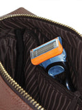 Mens faux leather washbag personalised with initials (British brand)