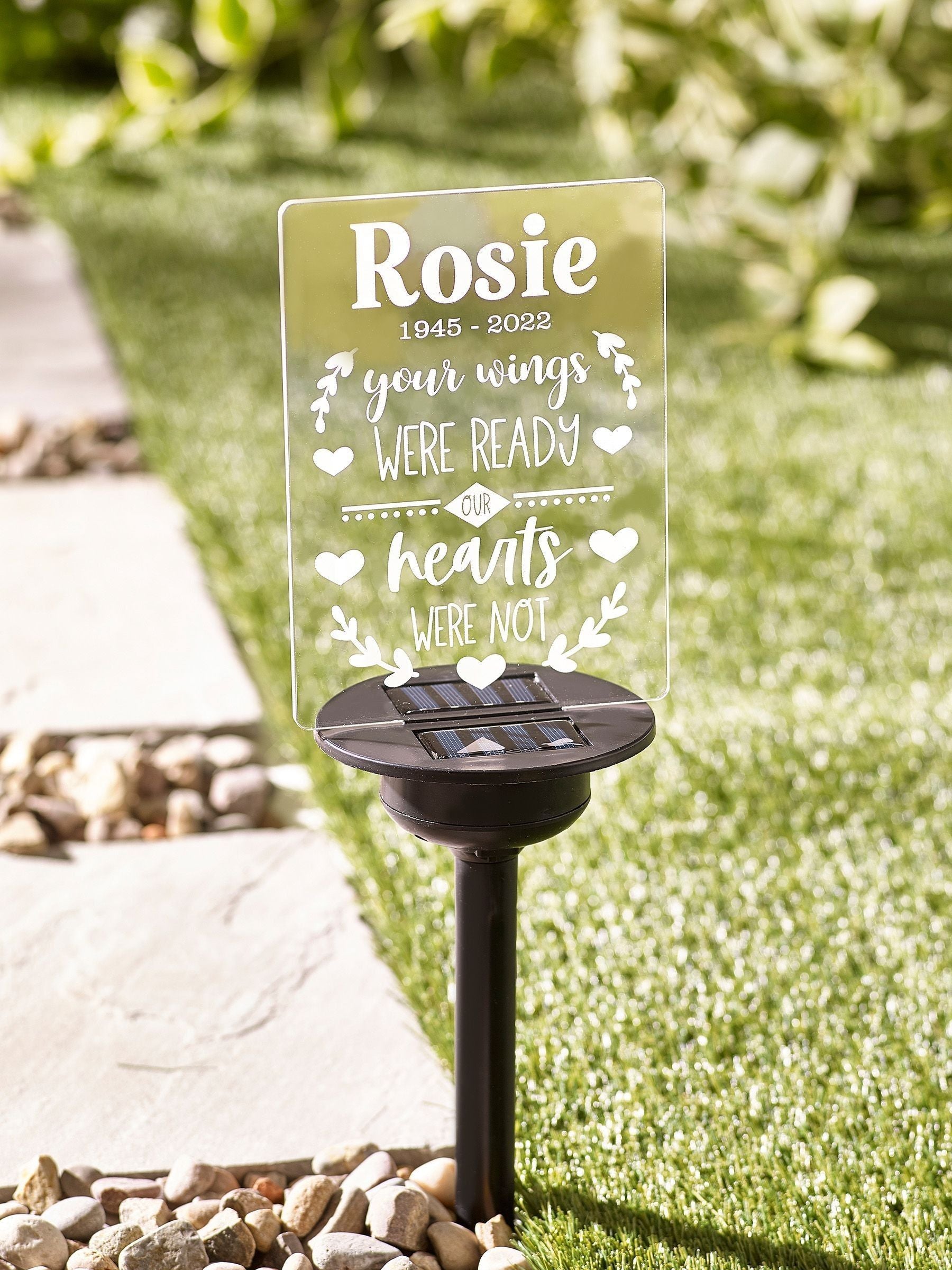 Loveabode personalised solar memorial wings garden stake light (British brand)