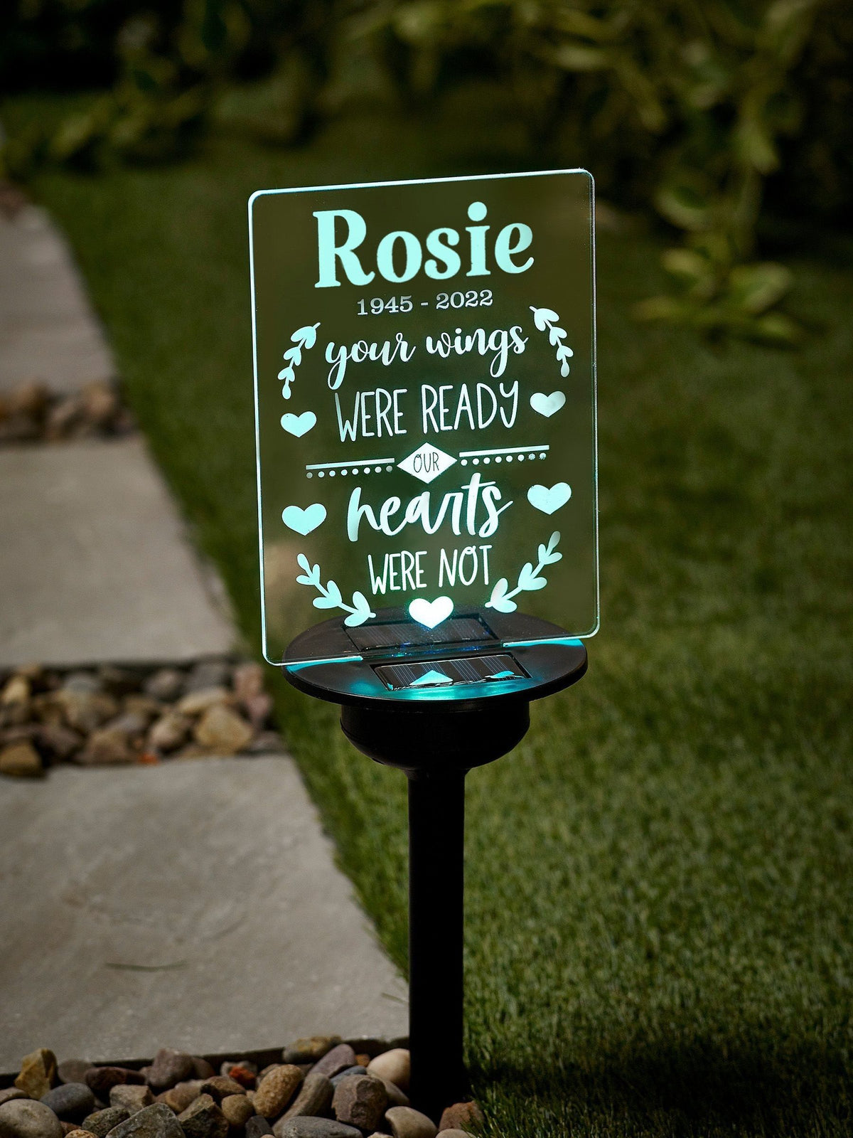 Loveabode personalised solar memorial wings garden stake light (British brand)