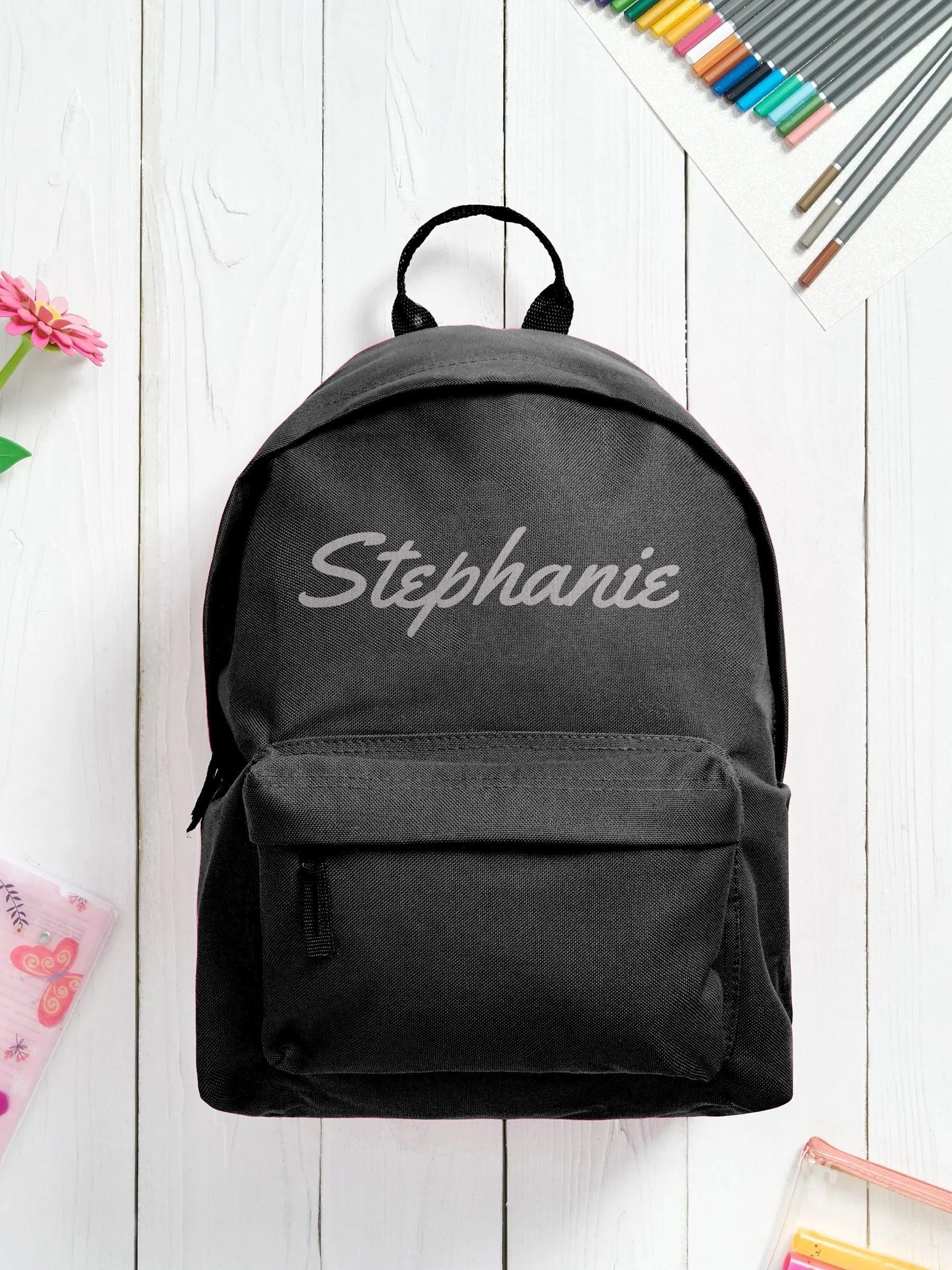 Loveabode personalised black backpack - British product