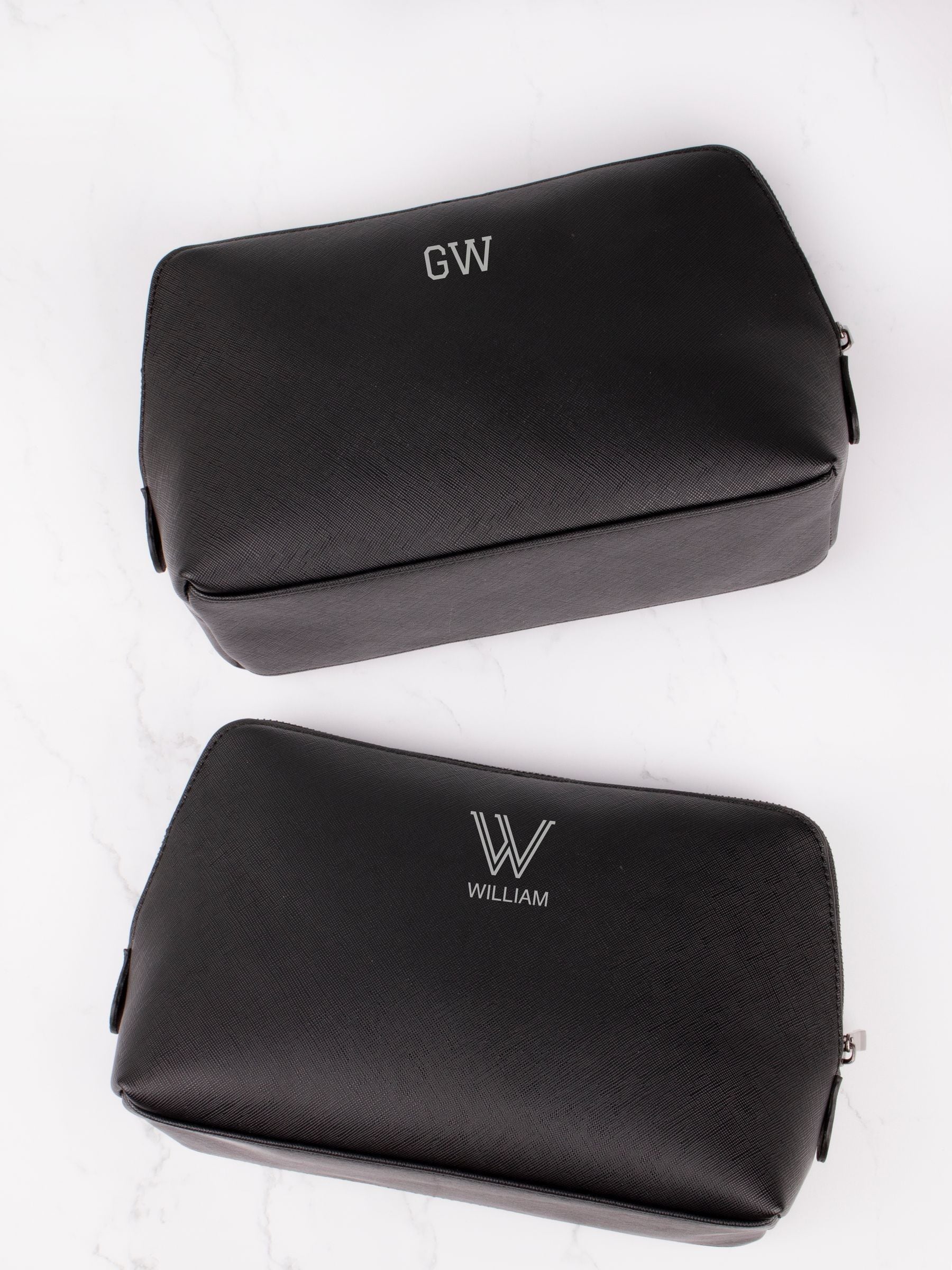 Personalised faux leather wash bag for men, UK version
