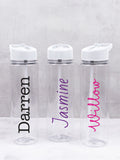 Loveabode personalised clear water bottle, UK version