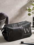 Personalised Name & Initial Men's Faux Leather Washbag