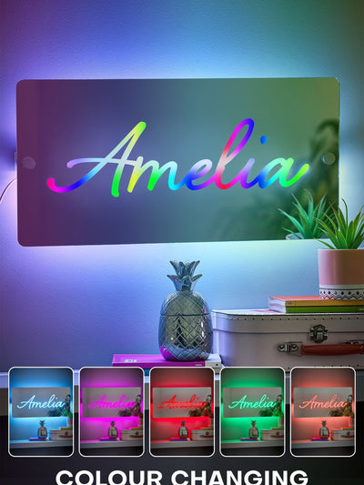 Next Loveabode Personalised Name Light Up Black Mirror Sign 55cm x 25cm- Buy online at McGrocer