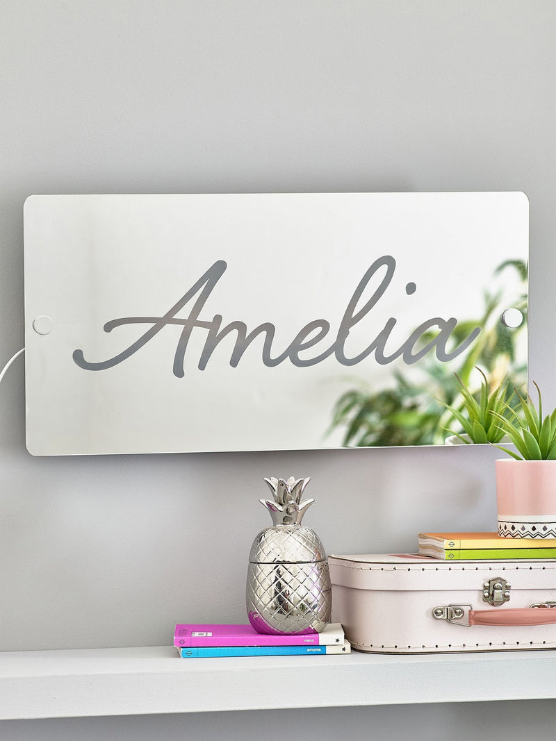 Loveabode personalised LED mirror sign black 55cm, imported from the UK