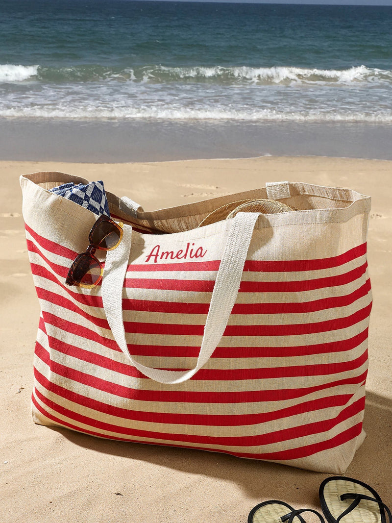 Personalised extra large jute beach bag 52L, UK version