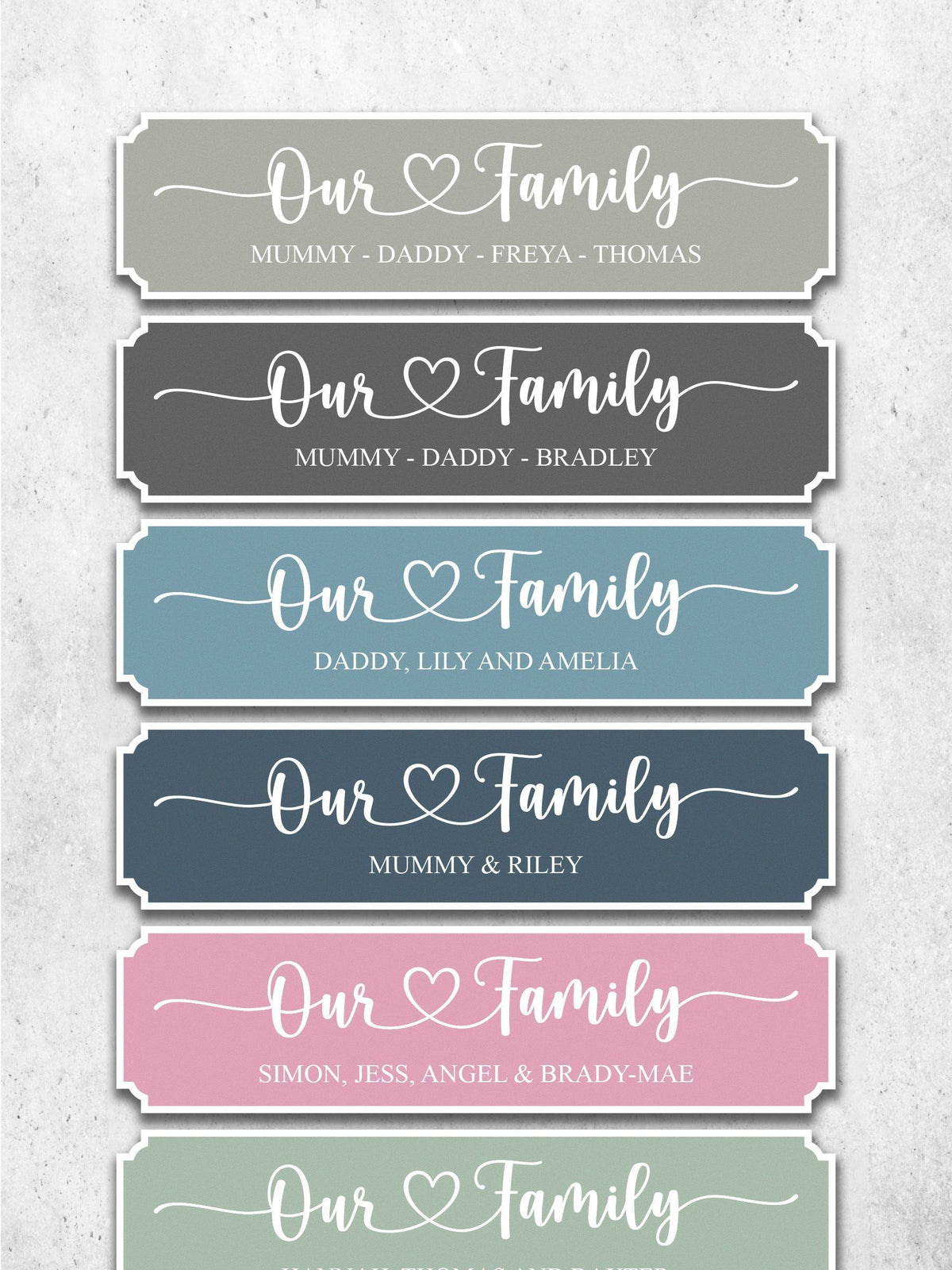 Loveabode personalised family sign 50x13cm (British brand)