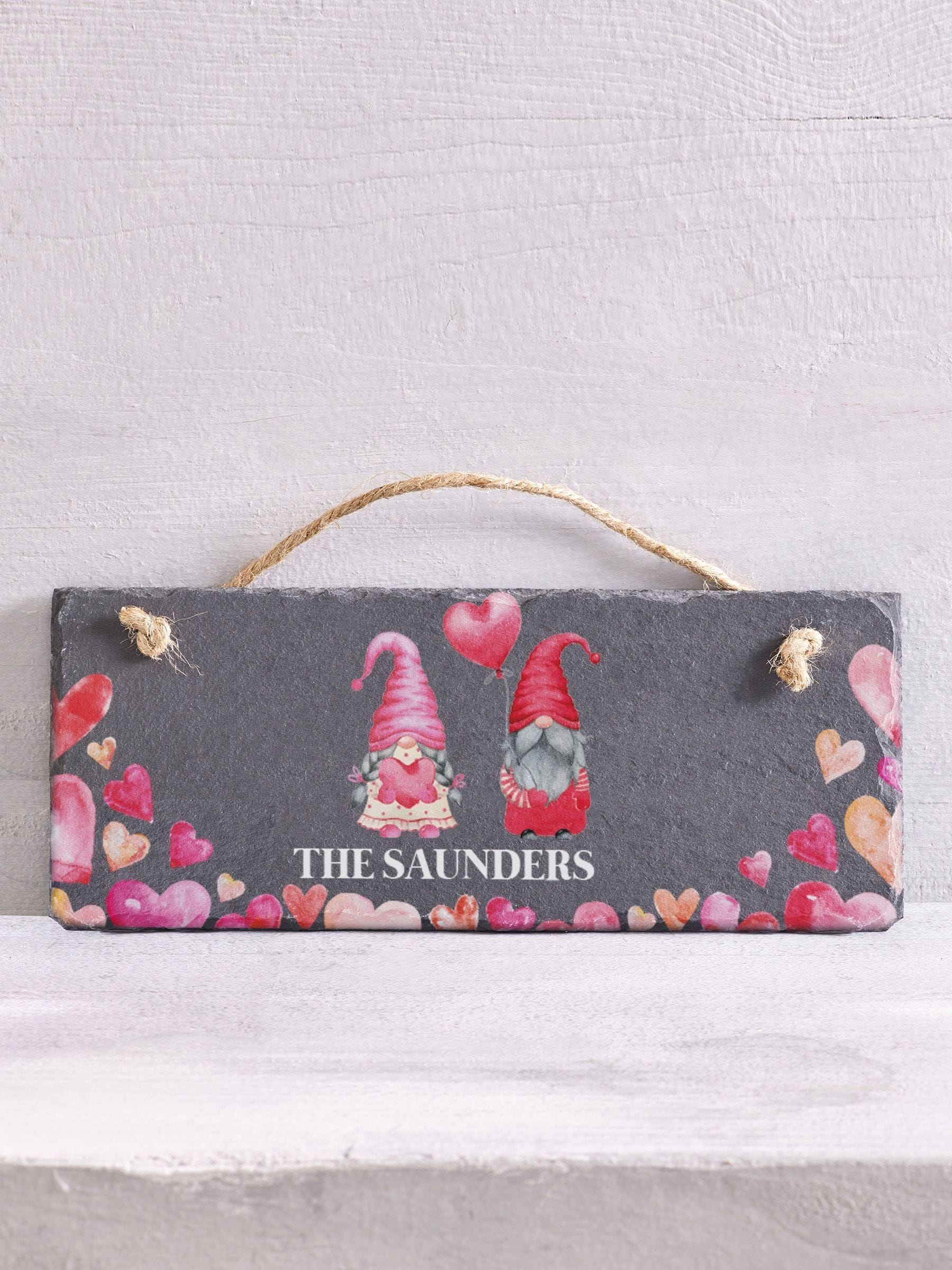 Loveabode personalised gonk love couple hanging slate 25cm x 10cm (British brand)