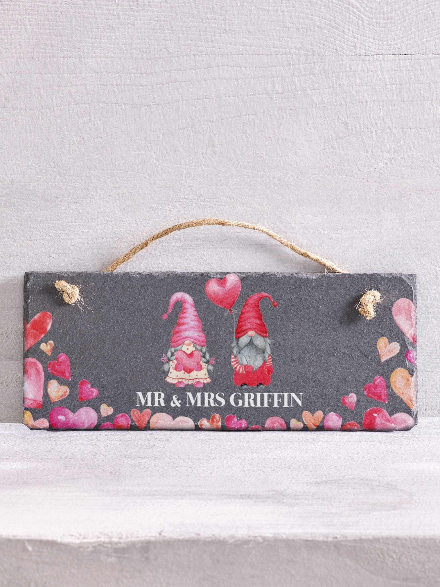 Loveabode personalised gonk love couple hanging slate 25cm x 10cm (British brand)