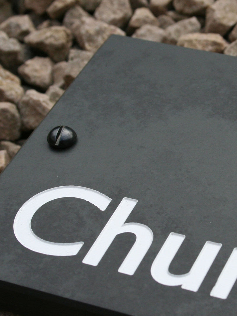 Engraved slate house sign 10x40cm personalised (British brand)