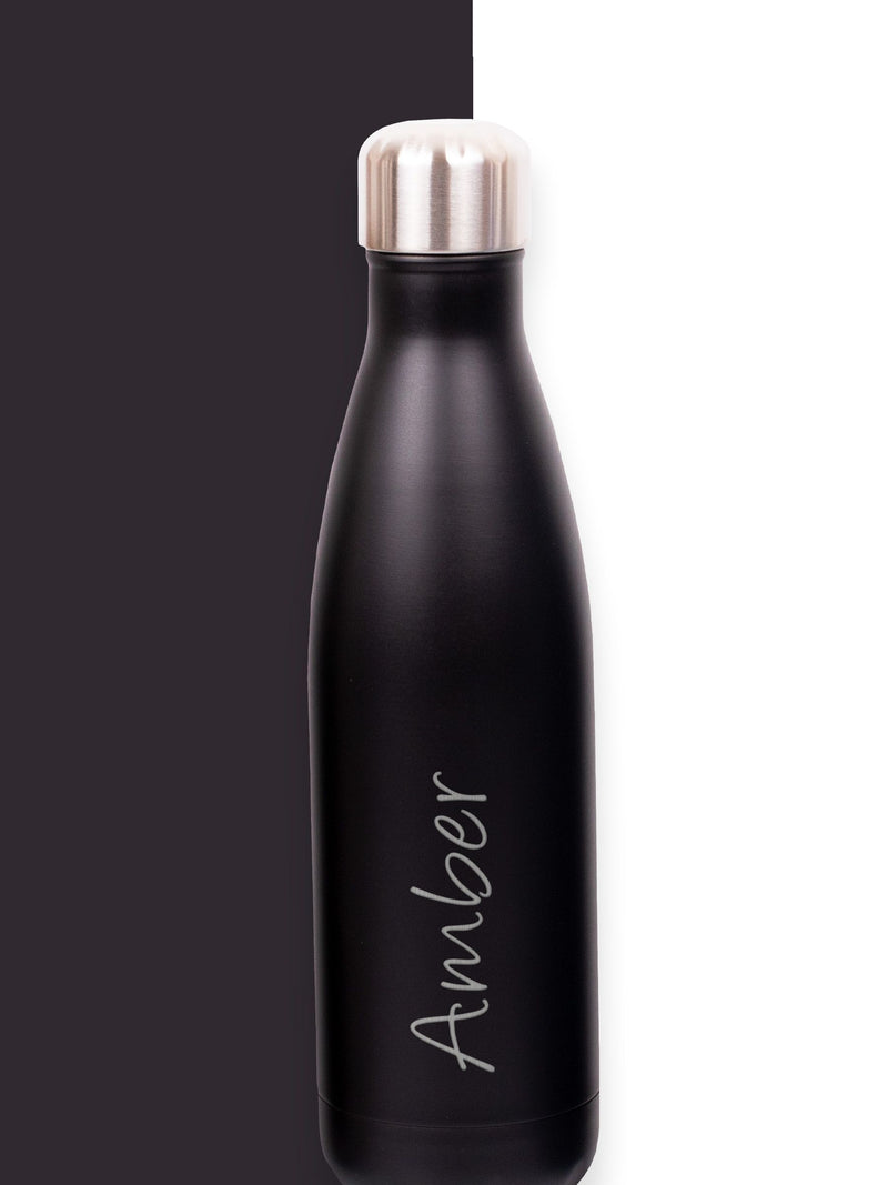 Loveabode personalised black water bottle 500ml, UK version
