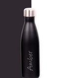 Loveabode personalised black water bottle 500ml, UK version