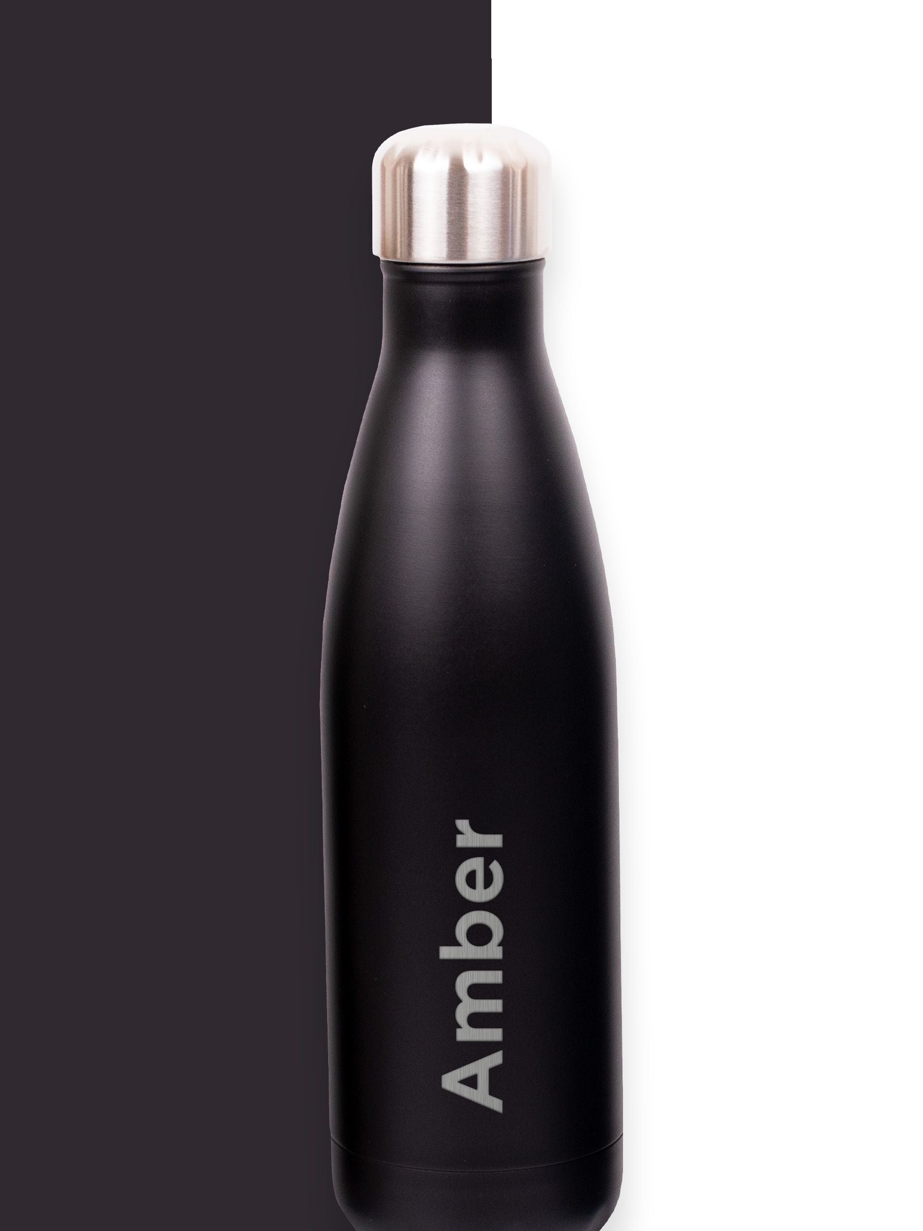 Loveabode personalised black water bottle 500ml, UK version