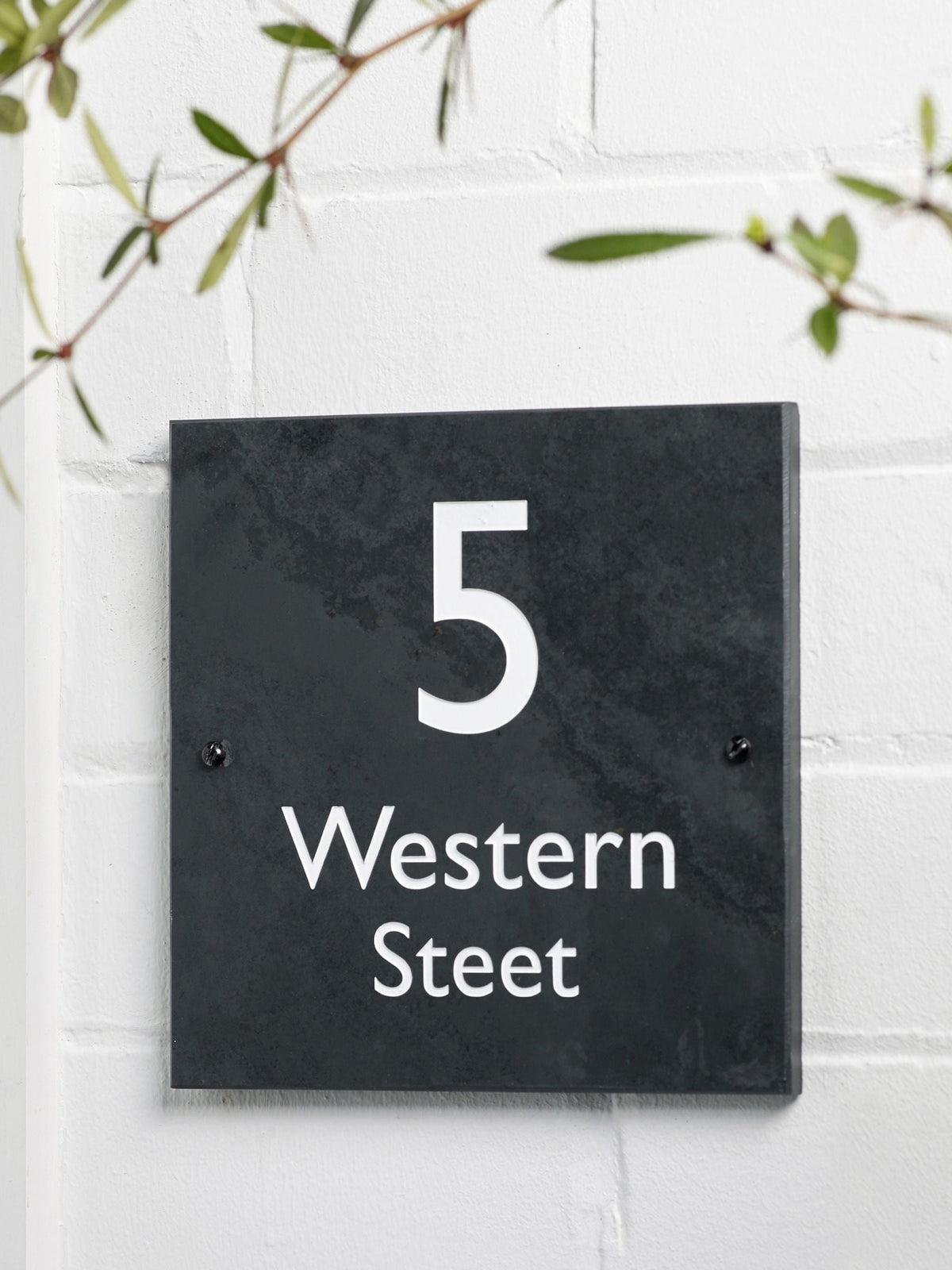 Personalised slate house sign 20x20cm, imported from the UK