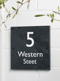 Personalised slate house sign 20x20cm, imported from the UK