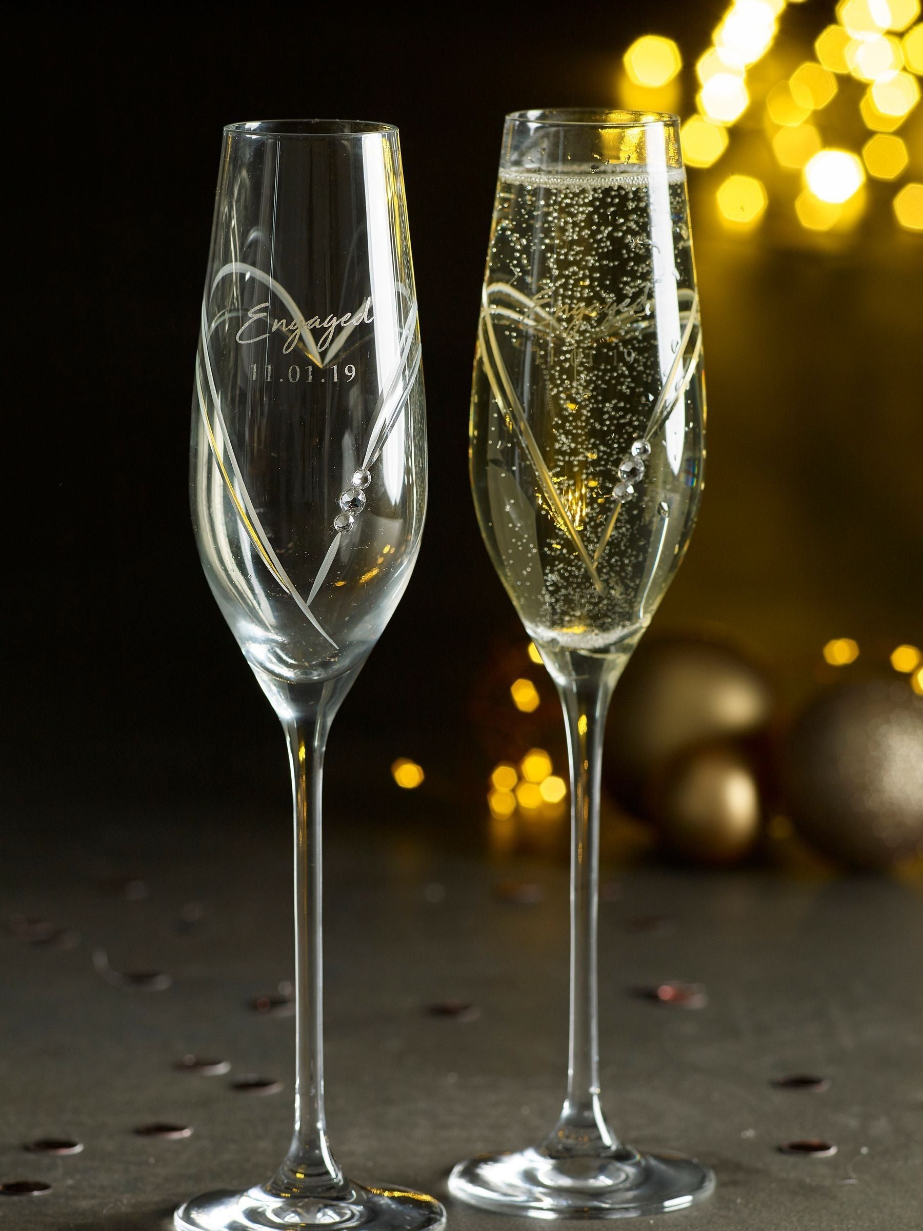 Loveabode personalised heart champagne glasses set of 2 (British brand)