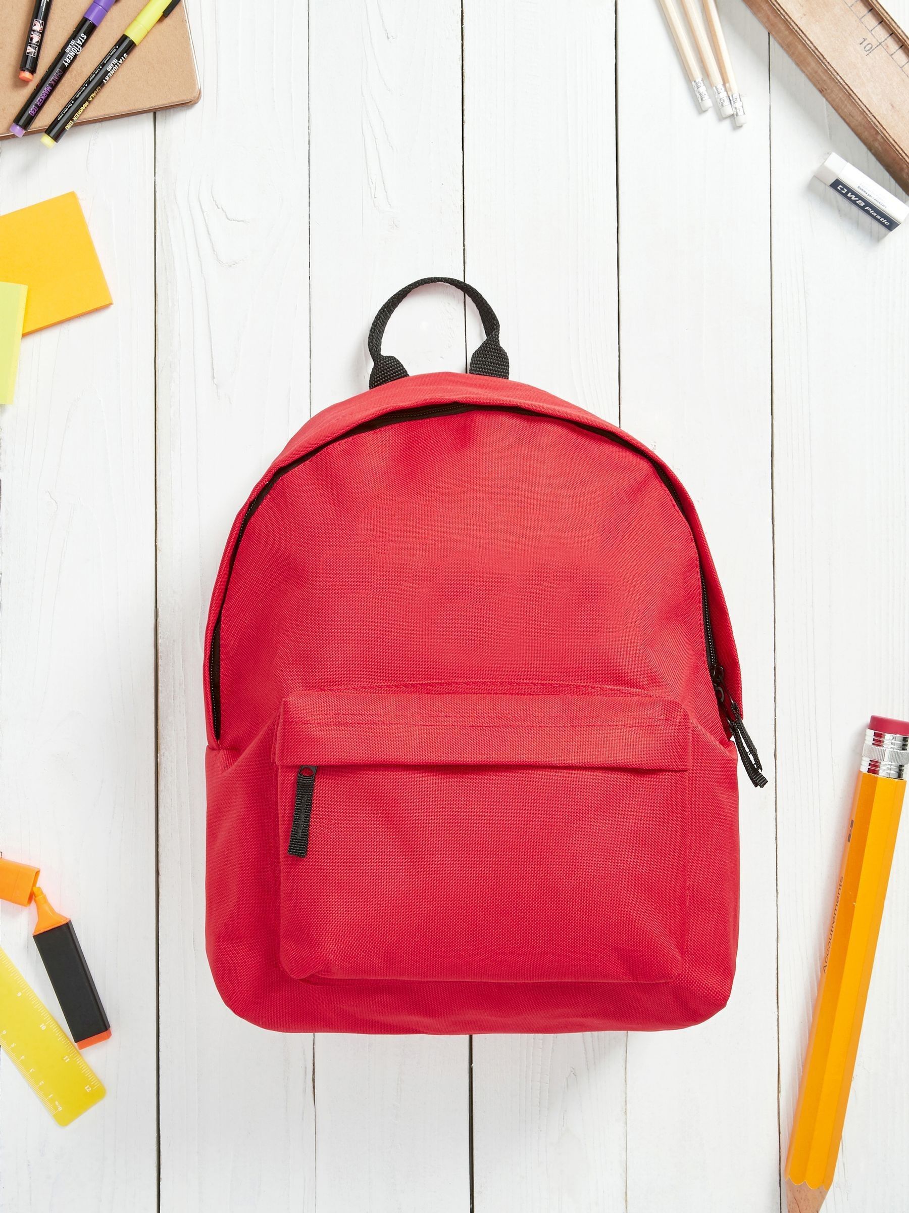 Loveabode red personalised name and date rucksack, imported from the UK