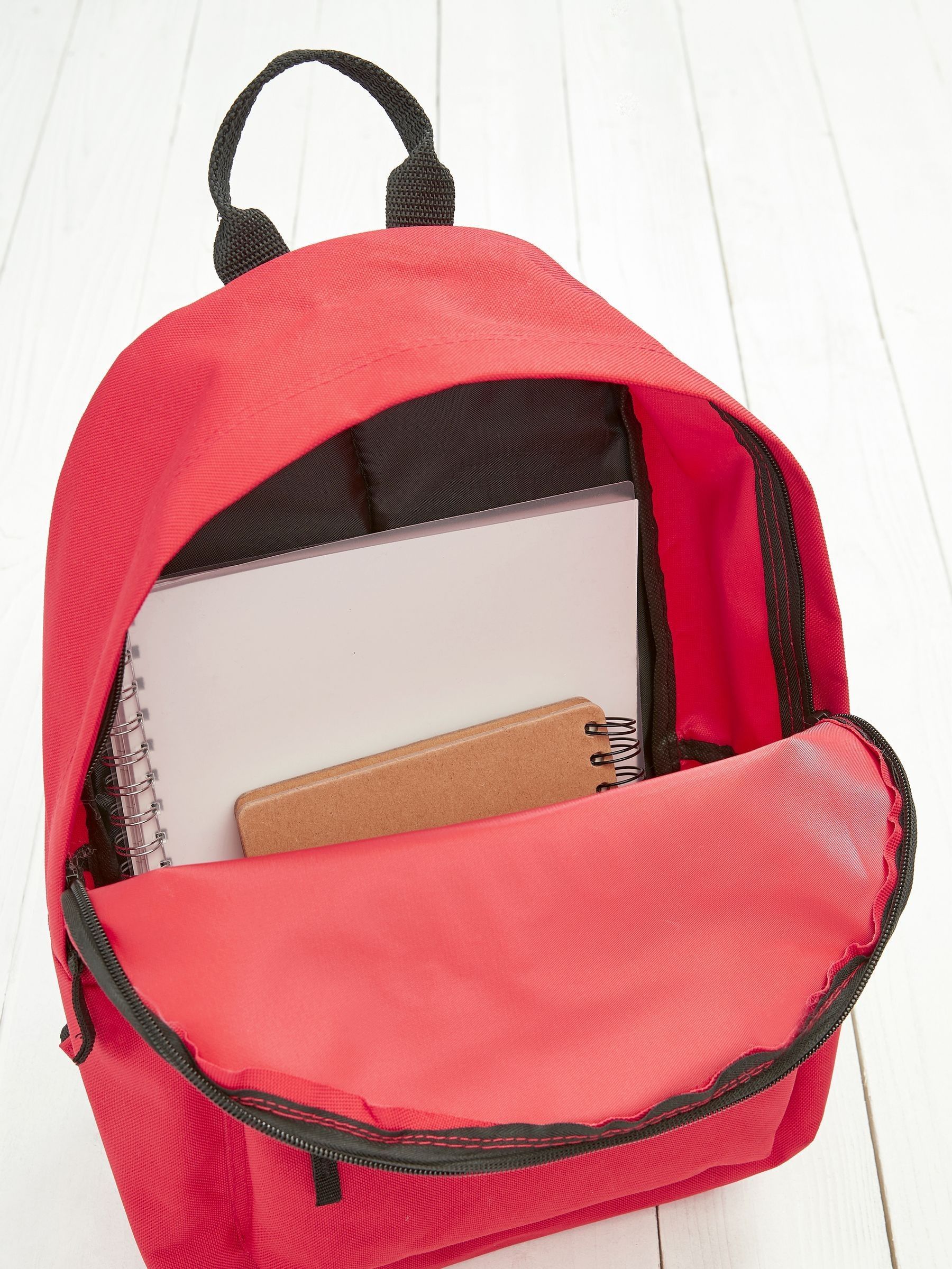 Loveabode red personalised name and date rucksack, imported from the UK