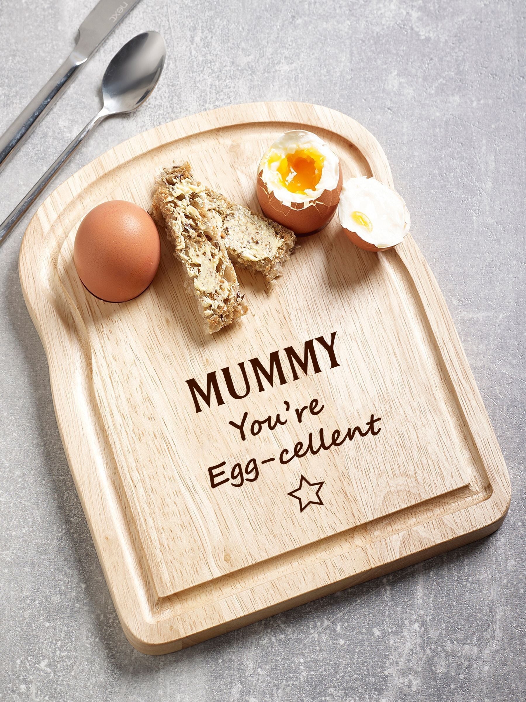 Loveabode personalised wooden egg board for breakfast UK version