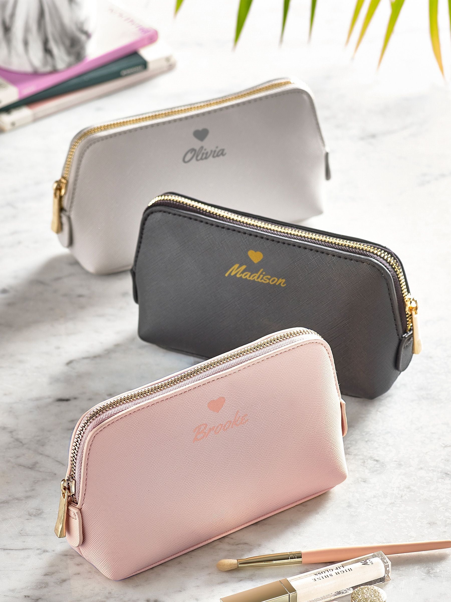Loveabode personalised small heart makeup bag (British brand)