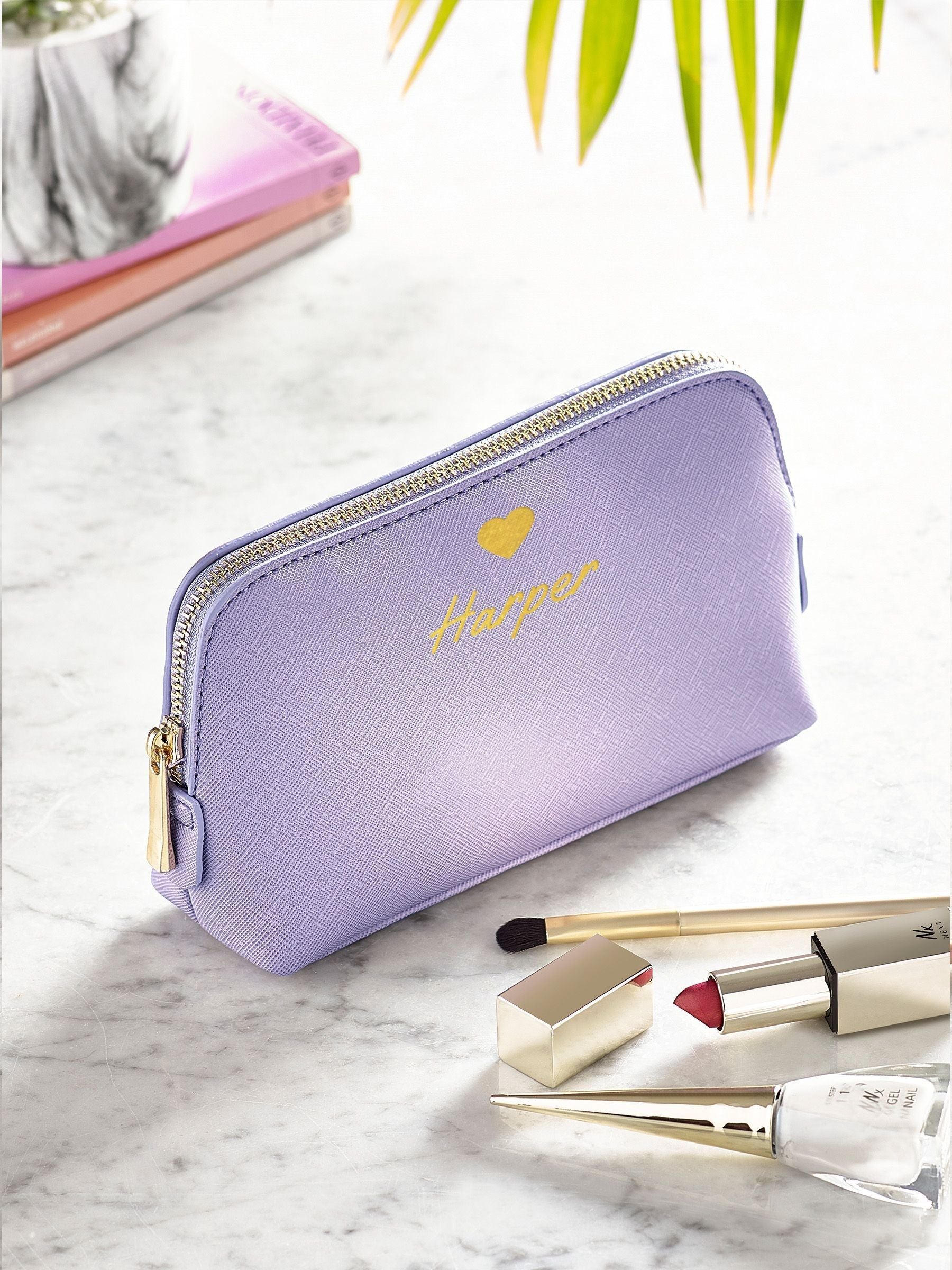 Loveabode personalised small heart makeup bag (British brand)