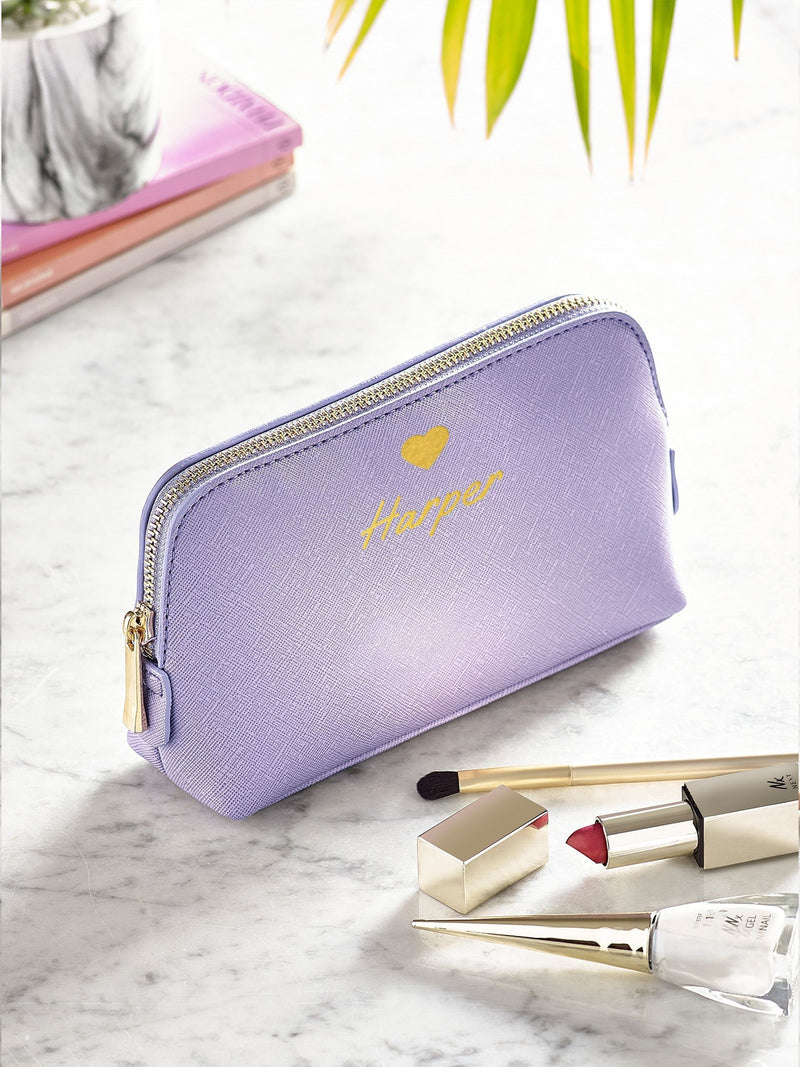 Loveabode personalised small heart makeup bag (British brand)