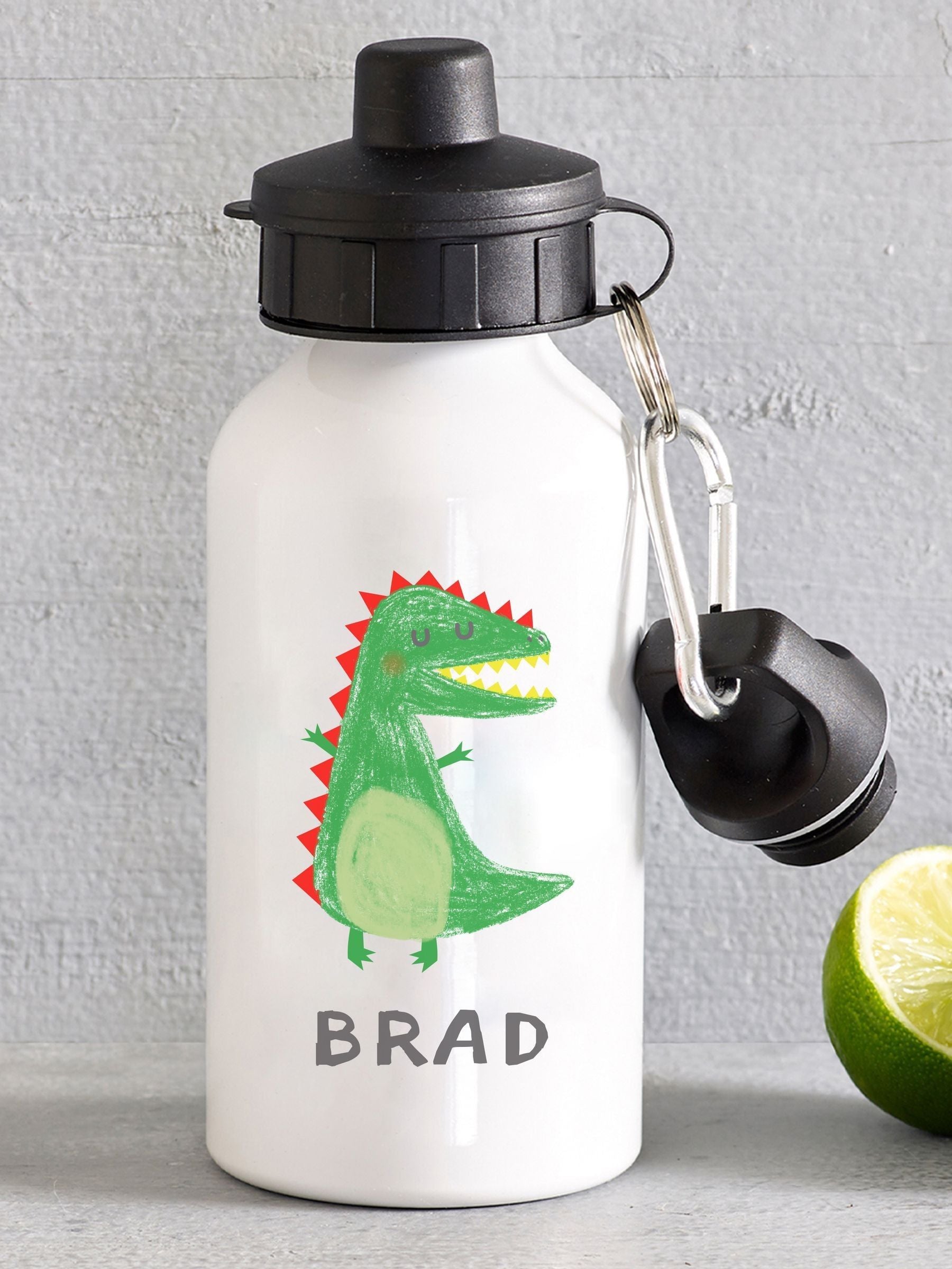 Loveabode personalised dinosaur kids bottle 400ml, UK version