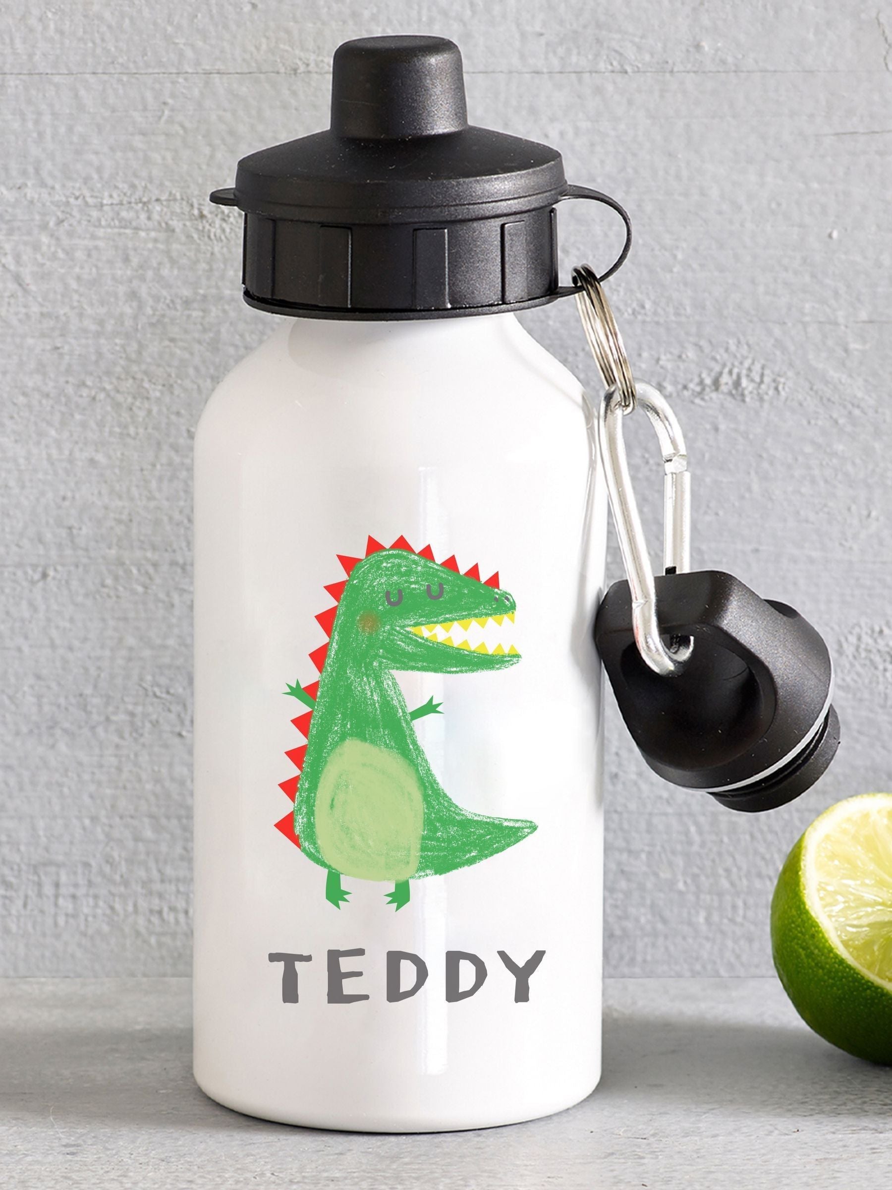 Loveabode personalised dinosaur kids bottle 400ml, UK version