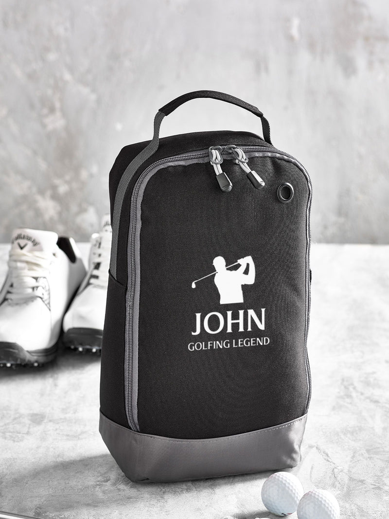 Personalised golf shoe bag with name, British product