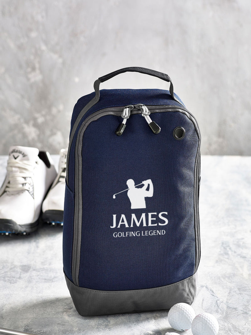 Personalised golf shoe bag with name, British product