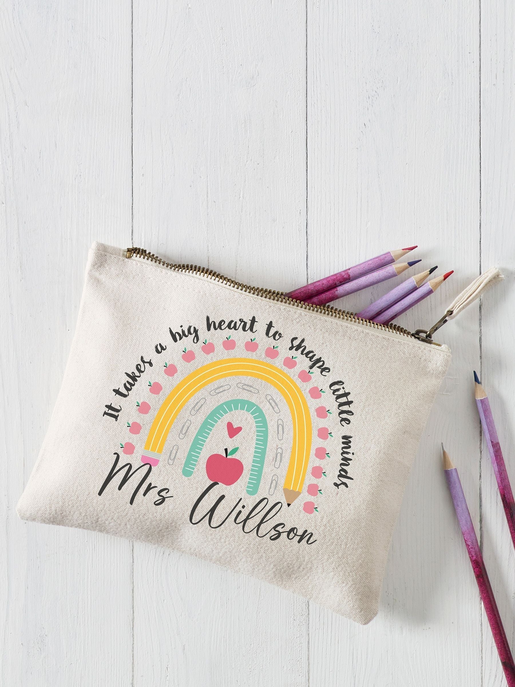 Personalised teacher pencil case cotton canvas, imported from the UK