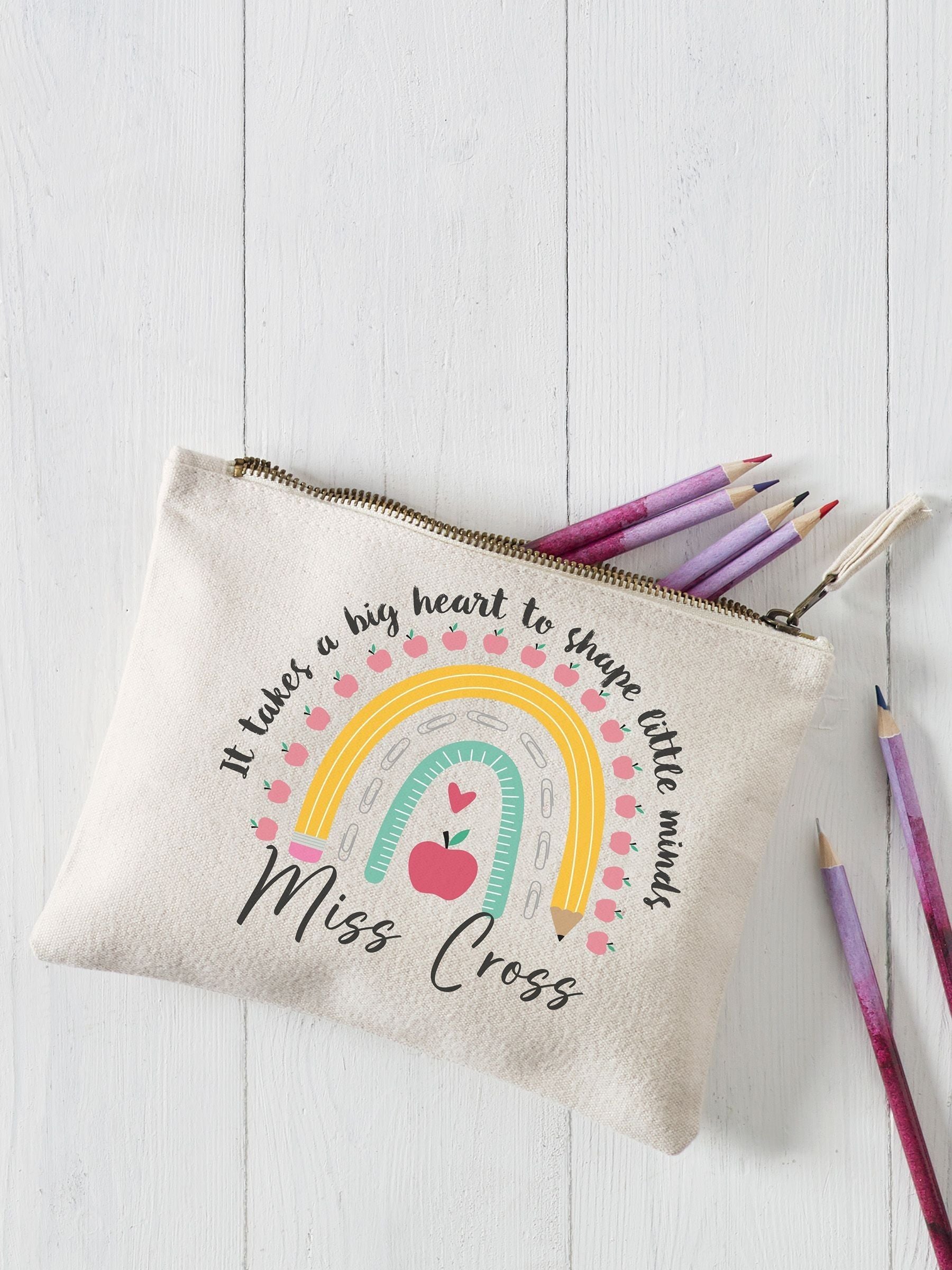 Personalised teacher pencil case cotton canvas, imported from the UK