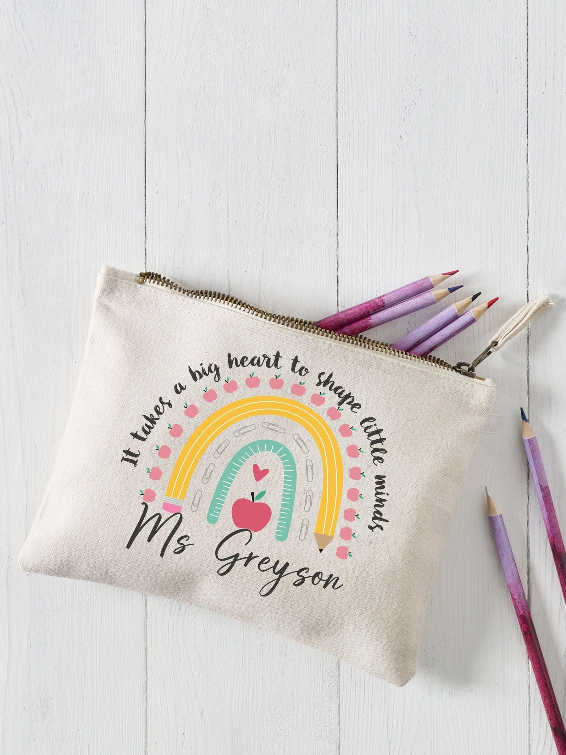 Personalised teacher pencil case cotton canvas, imported from the UK