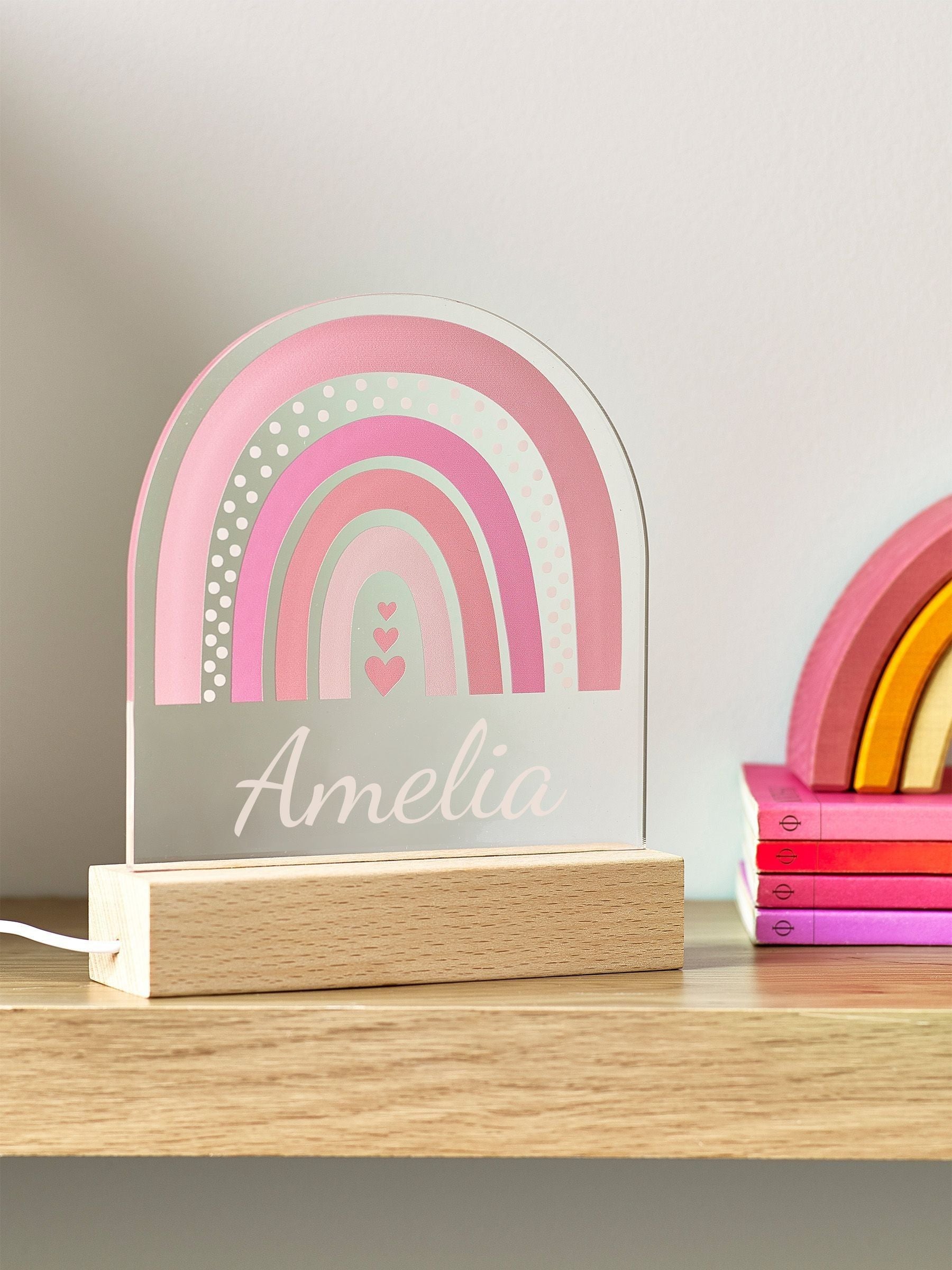 Loveabode personalised rainbow LED night light - British product