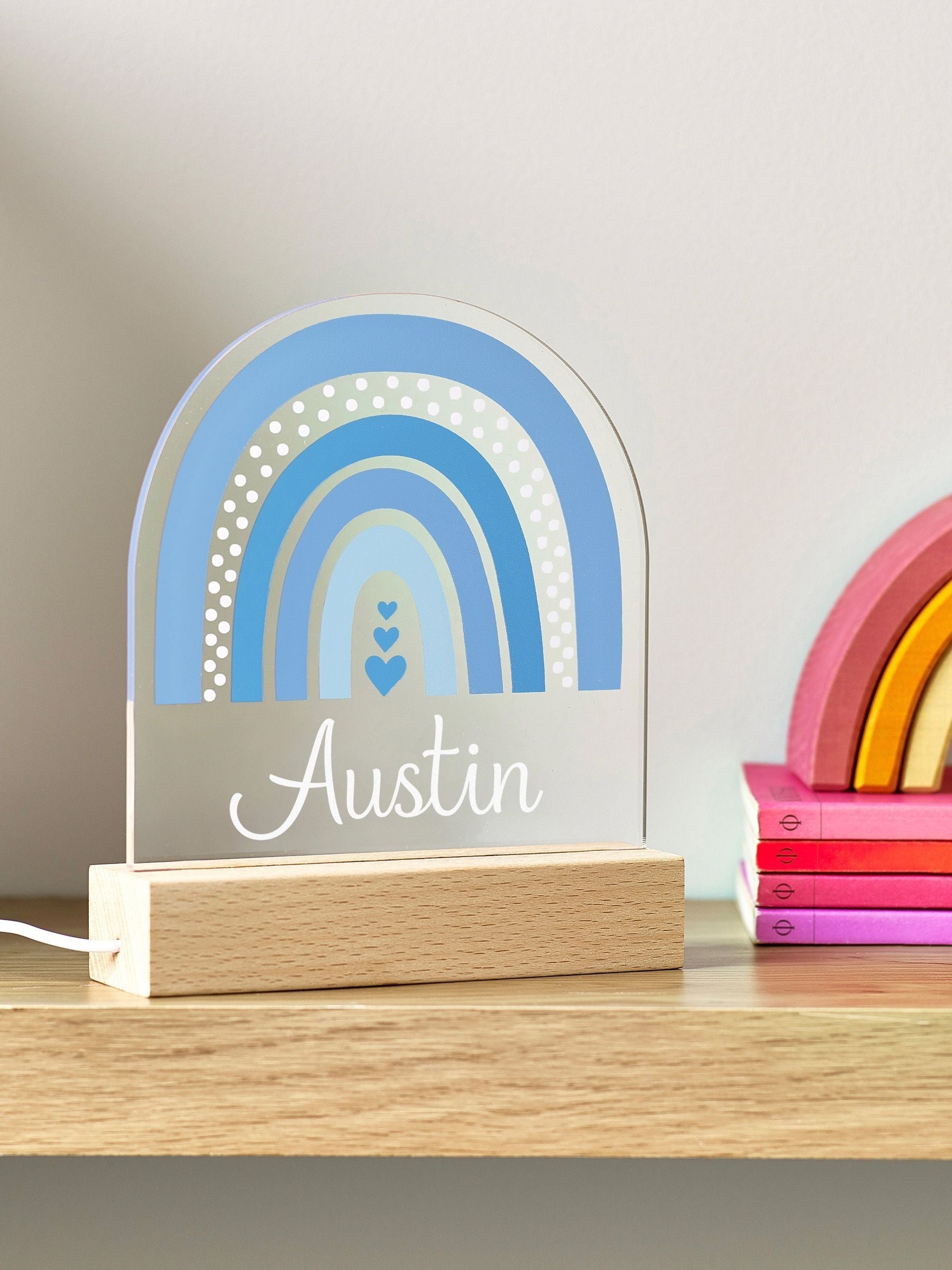 Loveabode personalised rainbow LED night light - British product