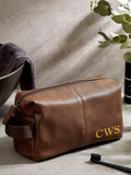 Personalised Name & Initial Men's Faux Leather Washbag