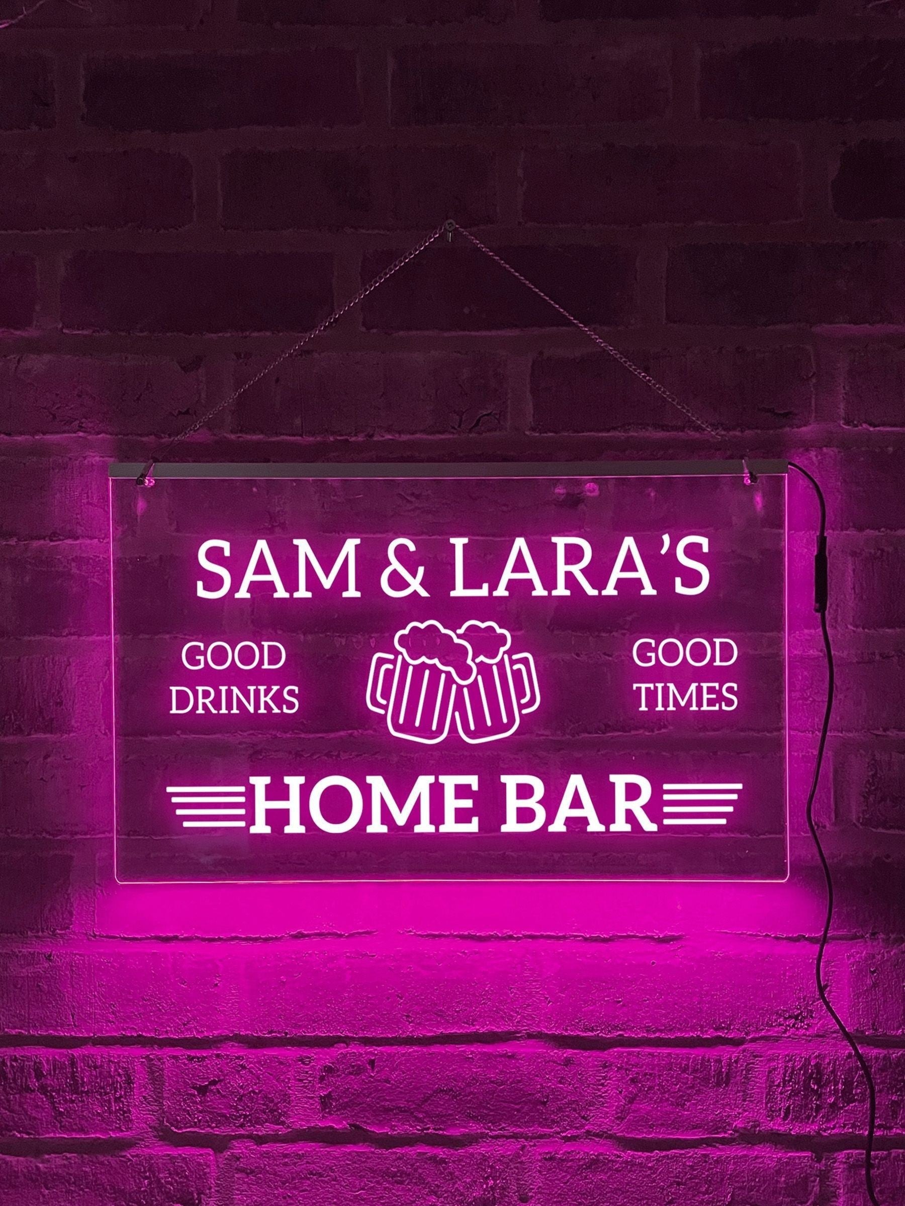Loveabode personalised LED bar sign 50cm x 20cm, UK version