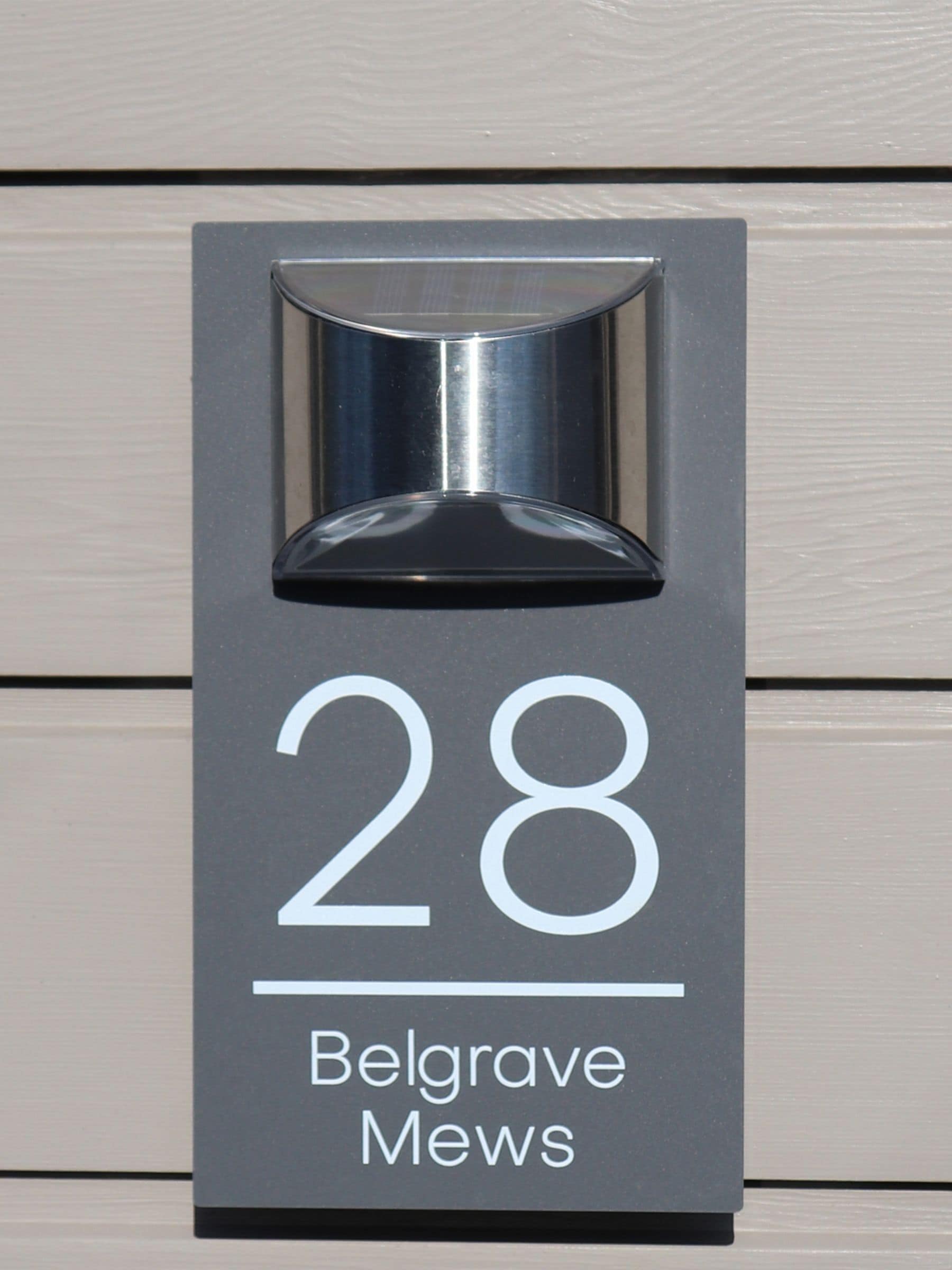 Personalised solar house sign with LED light 25x14cm (British brand)