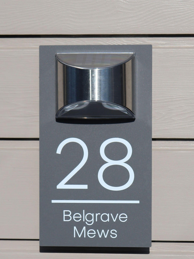 Personalised solar house sign with LED light 25x14cm (British brand)