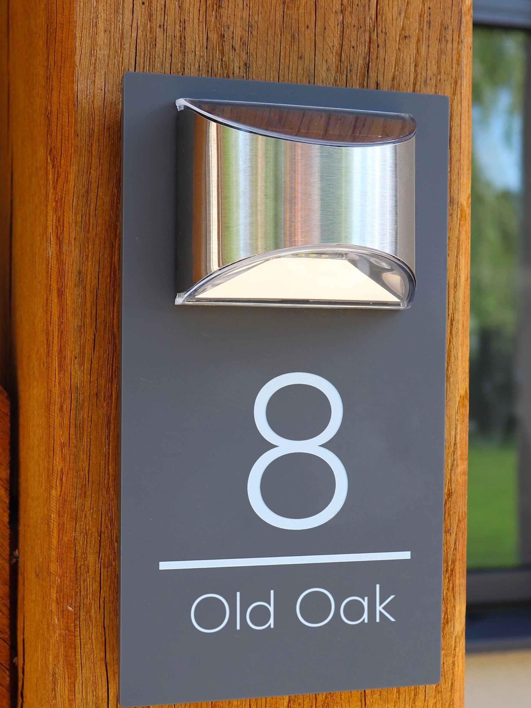 Personalised solar house sign with LED light 25x14cm (British brand)