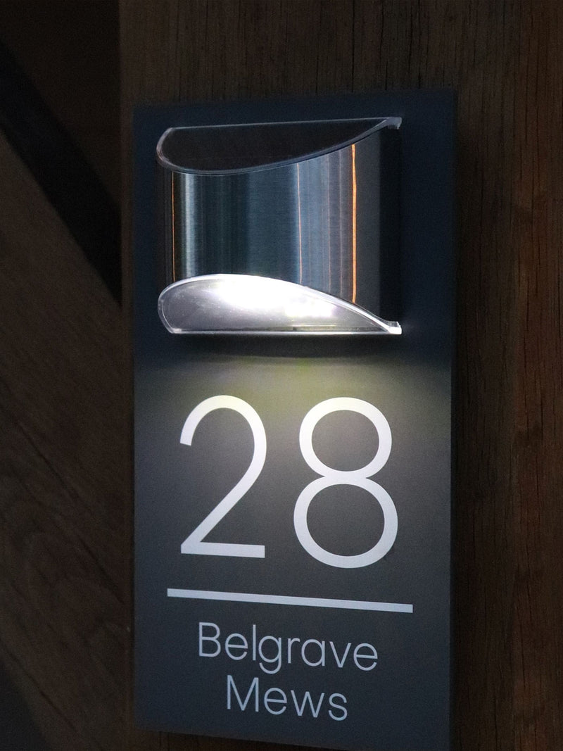 Personalised solar house sign with LED light 25x14cm (British brand)