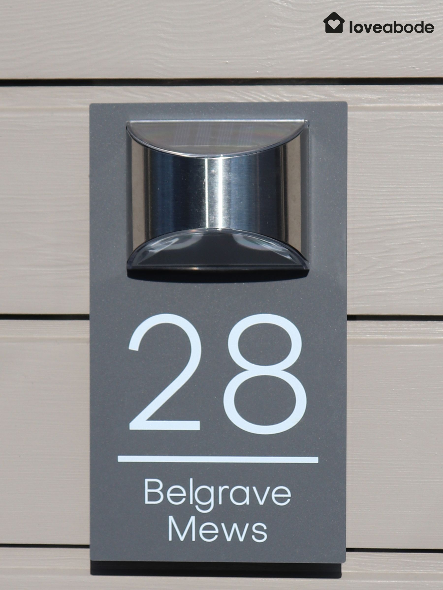 Personalised solar house sign with LED light 25x14cm (British brand)