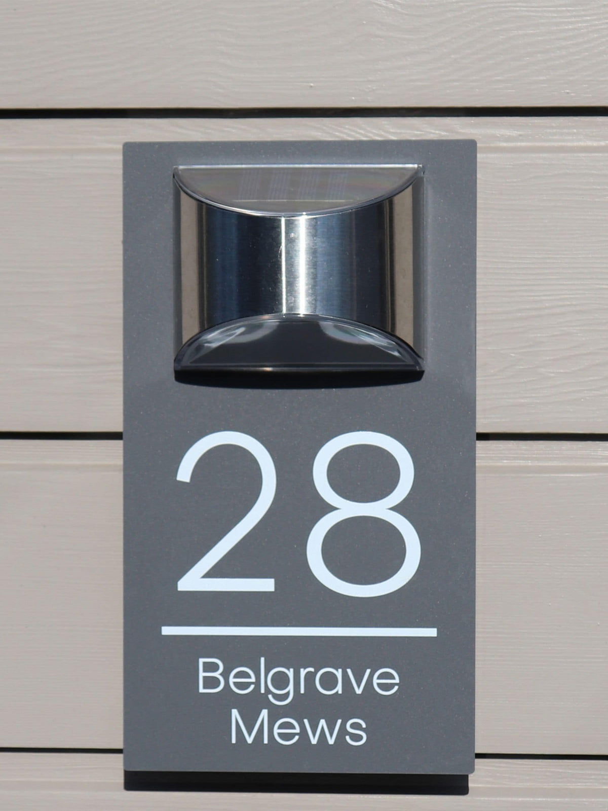 Personalised solar house sign with LED light 25x14cm (British brand)