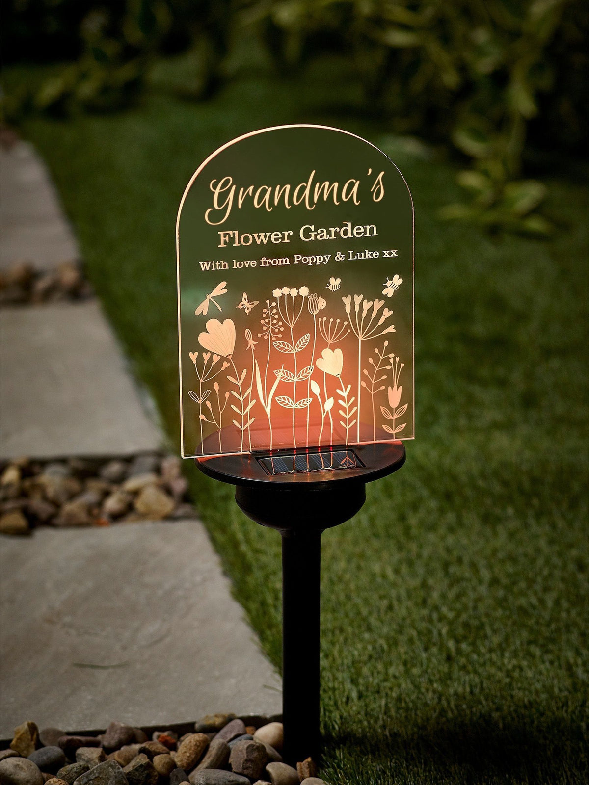 Loveabode personalised solar garden stake light 23cm (British brand)