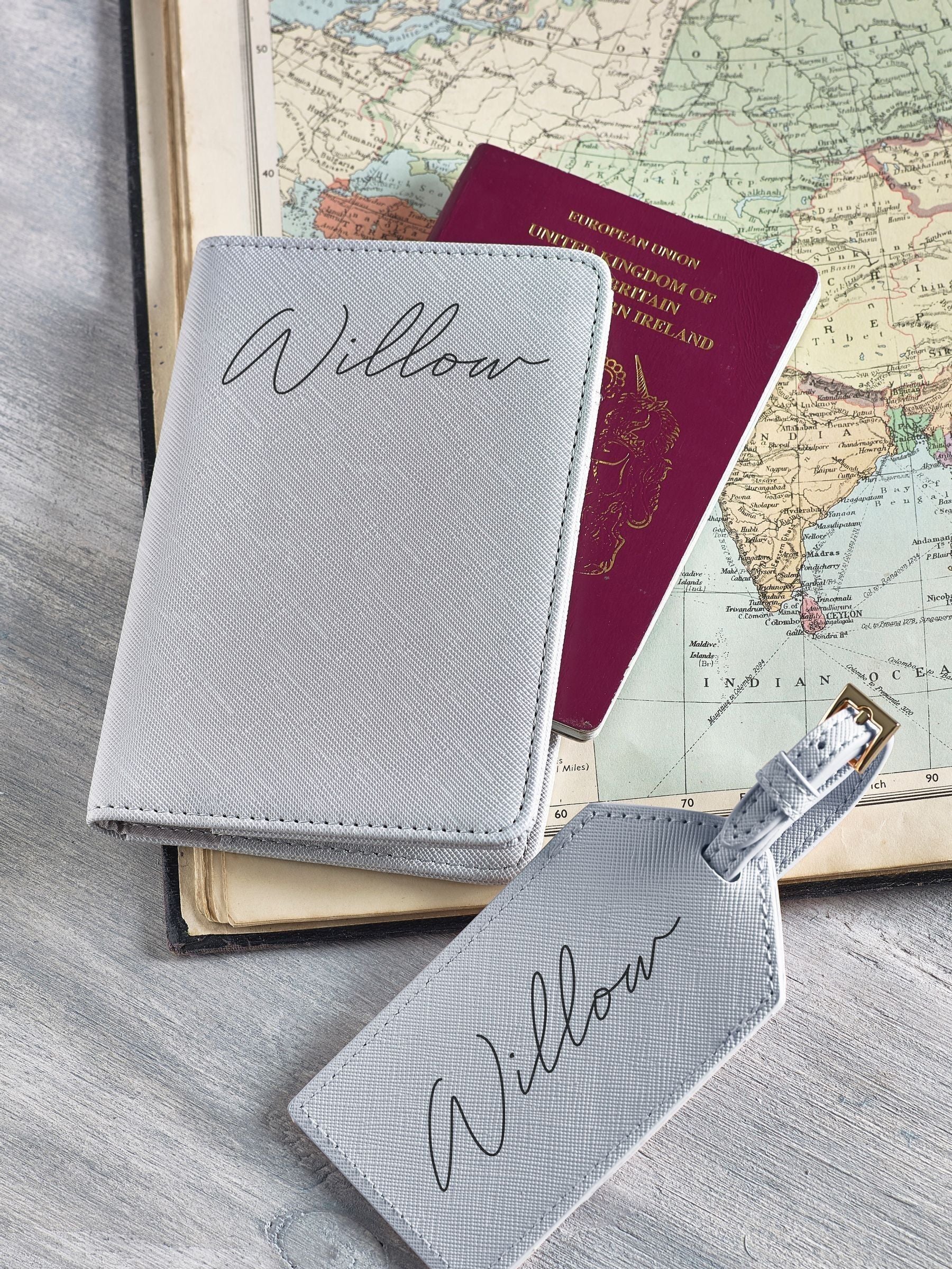 Loveabode passport cover and luggage tag set, imported from the UK