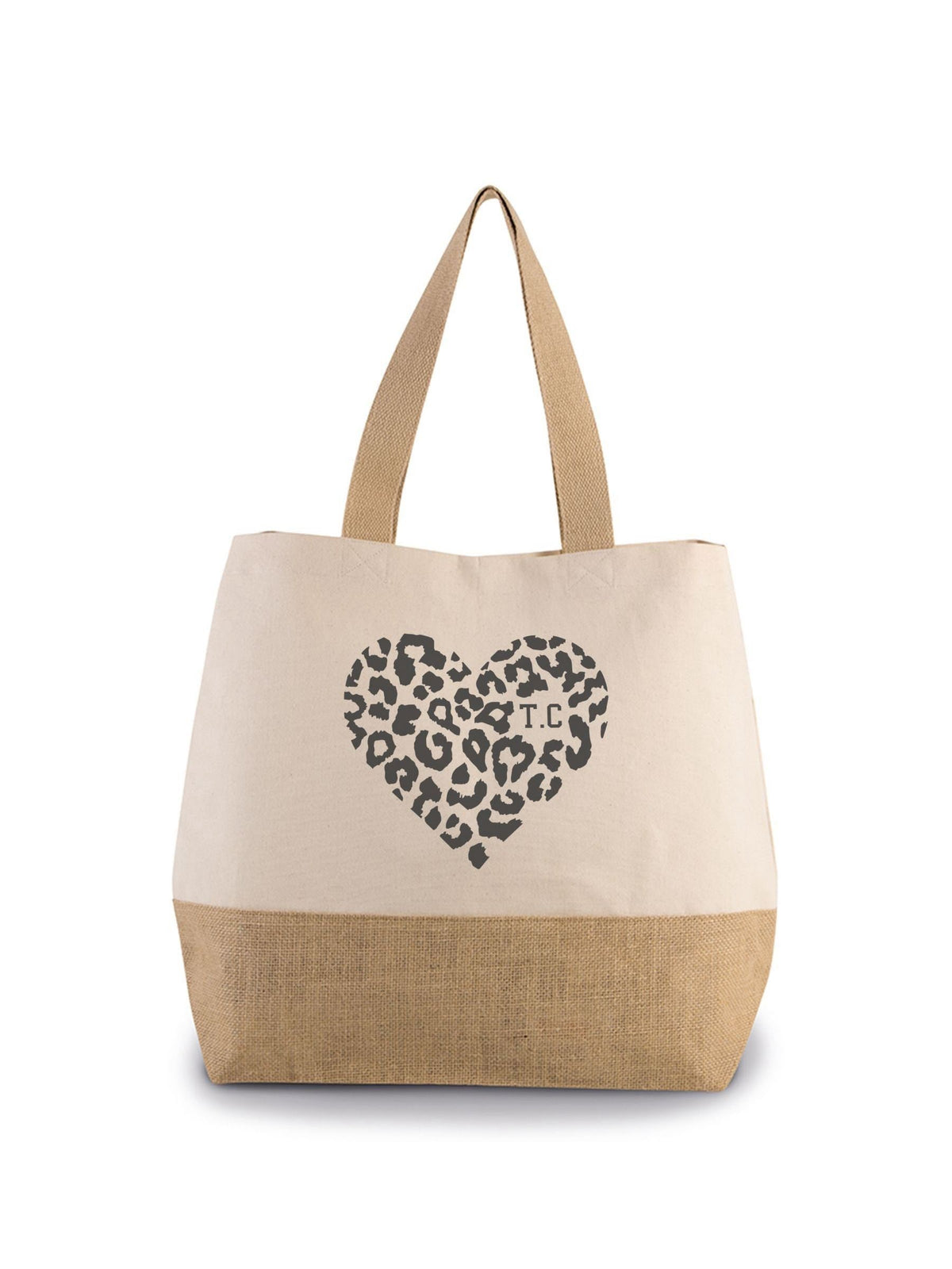 Personalised leopard print jute bag 30 litre capacity (British brand)